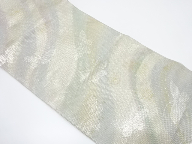 アンティーク　紗　虹に蝶模様織り出し袋帯（材料）